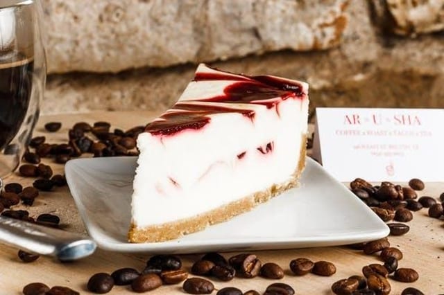 White Chocolate Raspberry Cheesecake.